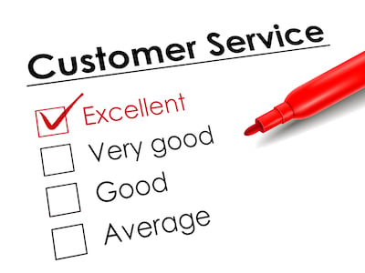 Customer service checklist with excellent selected