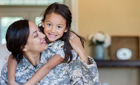 Happy Military Mom and her daughter at Springs at South Elgin