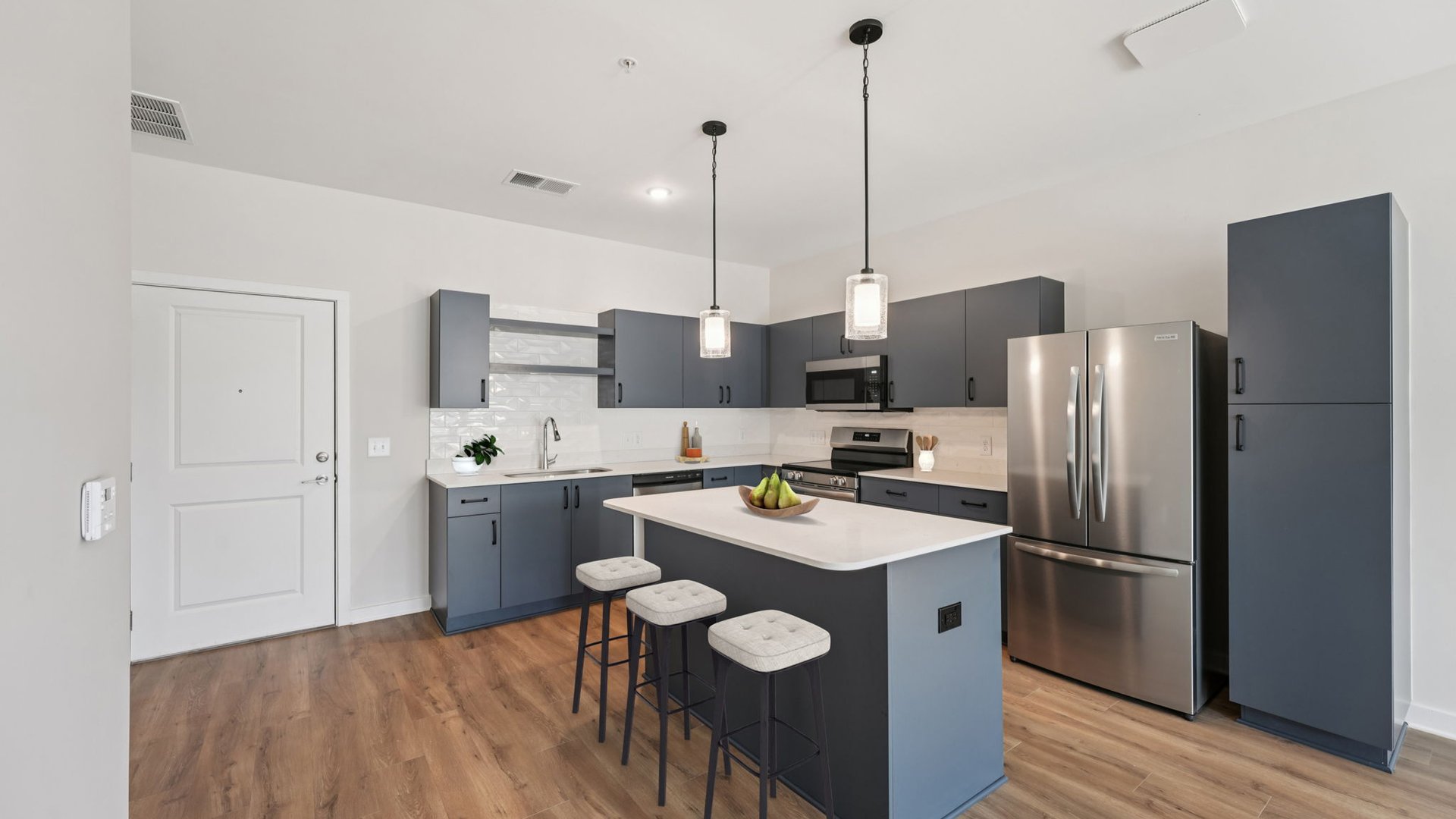 Blue Cabinets and White Counters Available in Upgraded Units.