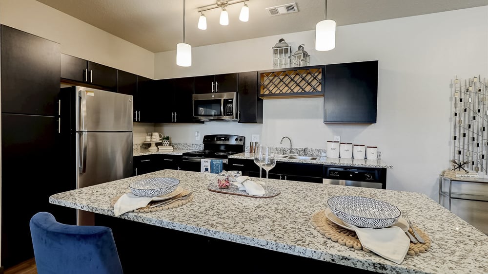 Modern kitchens at Springs at Sunfield Apartments