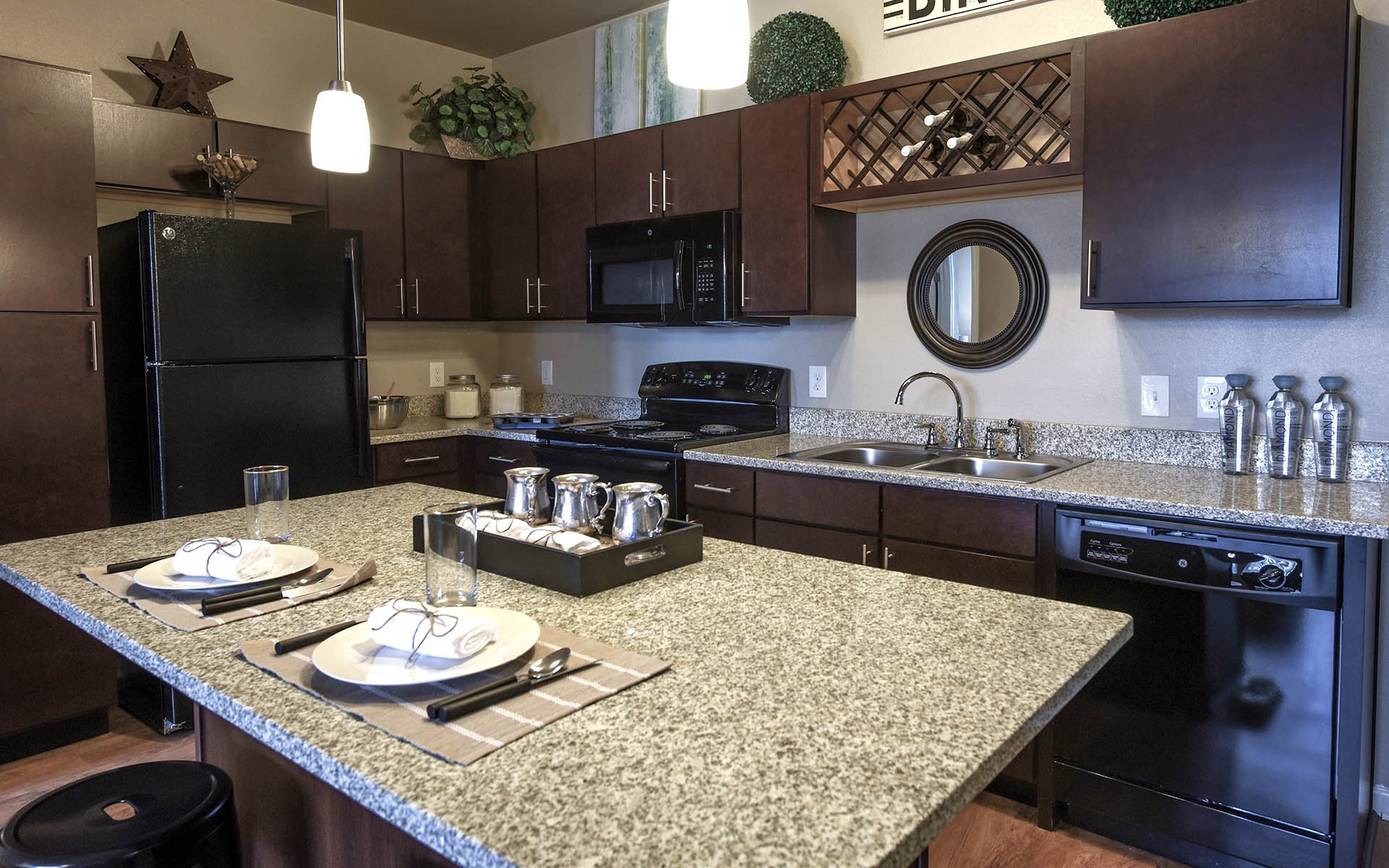 Springs at Orchard Road kitchen with granite countertops - North Aurora, IL