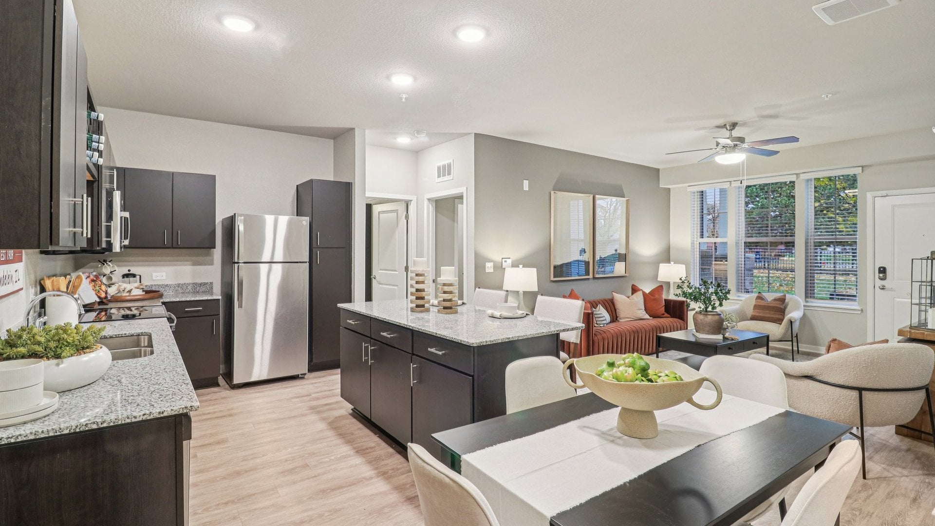 Springs at Canton open kitchen and living room - Canton Township, MI