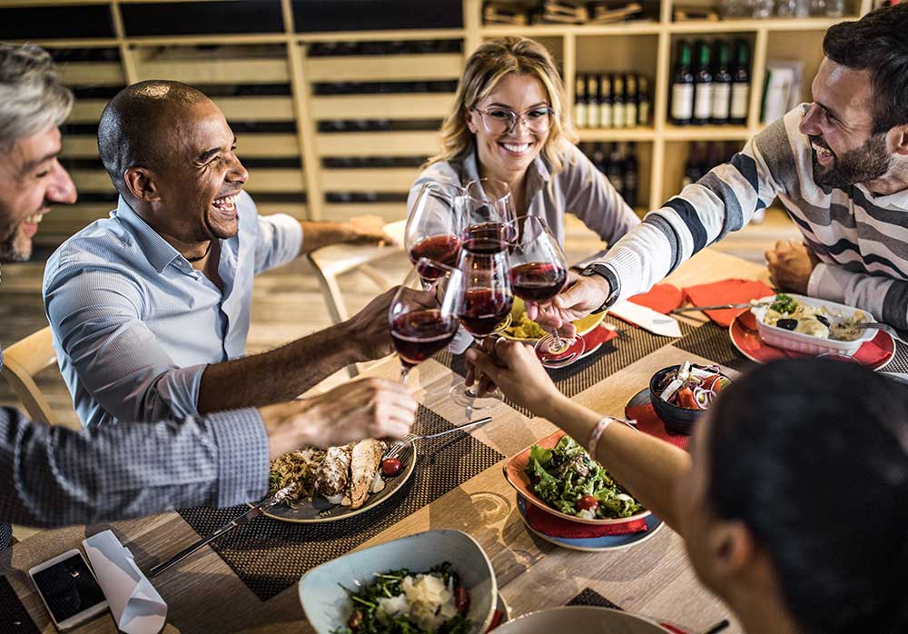Neighbors dining out at restaurant having fun in Florida